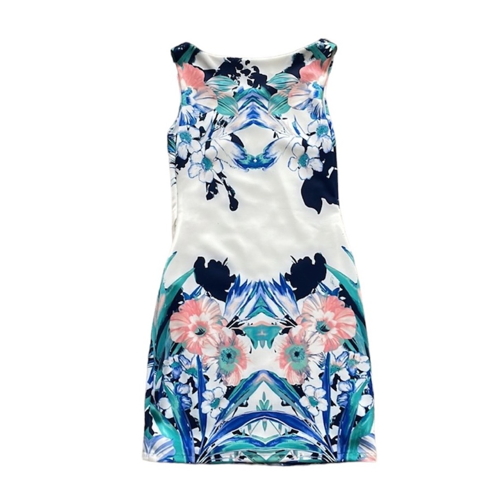 Sangria Ocean Colors Flower Print Dress - Picture 5 of 7